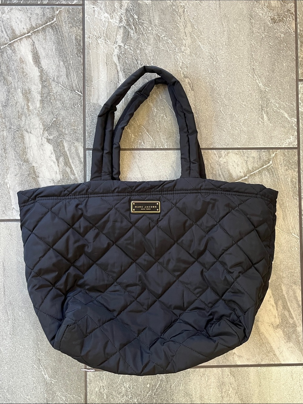 🖤 Marc Jacobs Large Black Quilted Puffer Tote Bag Zippered Gym Travel